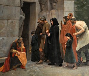 Raymond VI greve af Toulouse bliver ekskommunikeret (detalje) (olie på lærred) af Rene Ravaut