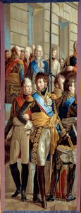 Interview af Napoleon I og Dronning Louise af Preussen i Tilsit (Tilsitt), 6/07/1807 Tapet lavet af gobelinernes værksted efter en detalje af maleriet af Rene Theodore Berthon (1776-1859) søn. 3,28x1,28 m Malmaison musee du chateau af Rene Theodore Berthon