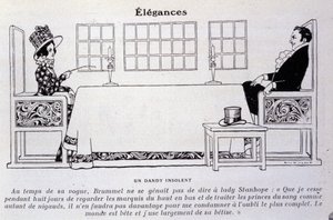 Repræsentation af George Bryan Brummel kendt som Beau Brummel (1778 - 1840), kongen af dandyerne. Illustration af René Vincent. 19. århundrede af Rene Vincent