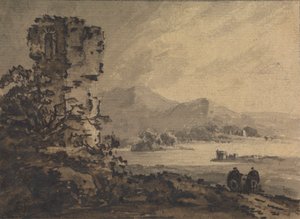 Klassisk landskab med to figurer til hest til højre af Rev. William Gilpin