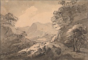 Bjerget landskab med Rocky Crag til højre af Rev. William Gilpin