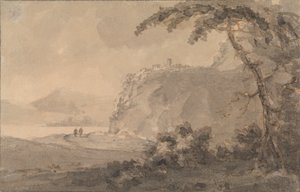 To skikkelser på en vej ved en sø af Rev. William Gilpin
