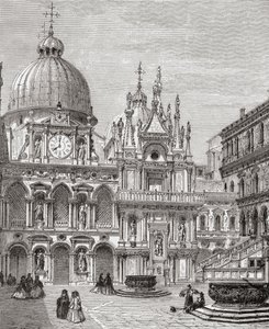Dogepaladsets gårdhave, Venedig, Italien i slutningen af det 19. århundrede. Fra Italian Pictures af Rev. Samuel Manning, udgivet ca. 1890. af Reverend Samuel Manning