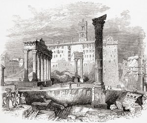 På Forum, med udsigt til Capitol, Rom, Italien i slutningen af det 19. århundrede. Fra Italian Pictures af Rev. Samuel Manning, udgivet ca. 1890. af Reverend Samuel Manning