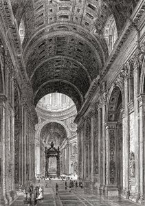 Interiør af Peterskirken, Vatikanstaten, Rom, Italien i slutningen af det 19. århundrede. Fra Italian Pictures af Rev. Samuel Manning, udgivet ca. 1890. af Reverend Samuel Manning