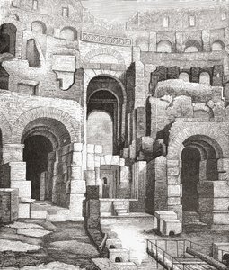 Interiør af Colosseum, Rom, Italien efter udgravningerne i 1874. Fra Italian Pictures af Rev. Samuel Manning, udgivet ca. 1890. af Reverend Samuel Manning