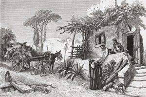 Mendicant-munke nær Napoli i Italien i slutningen af det 19. århundrede. Fra Italian Pictures af Rev. Samuel Manning, udgivet ca. 1890. af Reverend Samuel Manning
