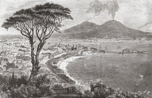 Napoli og Vesuv, Italien i slutningen af det 19. århundrede. Fra Italian Pictures af Rev. Samuel Manning, udgivet ca. 1890. af Reverend Samuel Manning