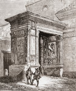 Arcus Argentariorum i den vestlige væg i San Giorgio al Velabro-kirken i Rom, Italien, i slutningen af det 19. århundrede. Fra Italian Pictures af Rev. Samuel Manning, udgivet ca. 1890. af Reverend Samuel Manning