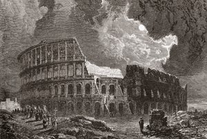 Colosseum, Rom, Italien i måneskin, sidst i det 19. århundrede. Fra Italian Pictures af Rev. Samuel Manning, udgivet ca. 1890. af Reverend Samuel Manning
