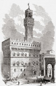 Palazzo Vecchio, Firenze, Toscana, Italien i slutningen af det 19. århundrede. Fra Italian Pictures af Rev. Samuel Manning, udgivet ca. 1890. af Reverend Samuel Manning