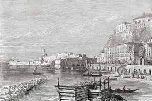 Kajen ved Santa Lucia, Napoli, Italien i slutningen af det 19. århundrede. Fra Italian Pictures af Rev. Samuel Manning, udgivet ca. 1890. af Reverend Samuel Manning