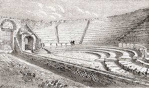 Det lille teater, Pompeji, Napoli, Italien Fra Italian Pictures af Rev. Samuel Manning, udgivet ca. 1890. af Reverend Samuel Manning