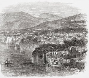 Udsigt over Sorrento, Campania, Syditalien, i slutningen af det 19. århundrede. Fra Italian Pictures af Rev. Samuel Manning, udgivet ca. 1890. af Reverend Samuel Manning