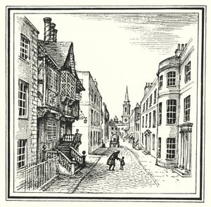 HC Andersen: Det gamle hus (litho) af Rex (after) Whistler
