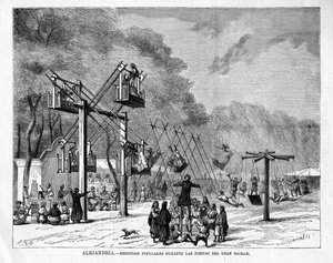 Populær glæde under Greater Bairam-festivalen i Alexandria, Egypten, 1876