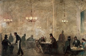 Cafeen, ca. 1860-65 (olie på blik) af Ricardo Balaca y Canseco