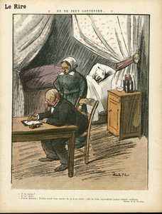 Illustration af Ricardo Flores (1878-1918) i Le Lire, 08/02/13 - Man kan ikke tilfredsstille - Medicinsk, Arkitektur interiøre af Ricardo Flores