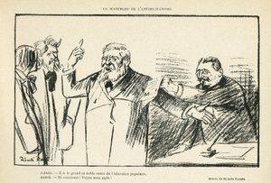 Illustration af Ricardo Flores (1878-1918) i Le Rire, 27/07/12 - Antimilitarismens Waterloo - Antimilitarisme - Jaures Jean, Herve Gustave (1871-1944) af Ricardo Flores