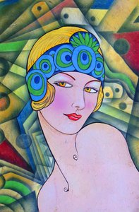 Portræt af en flapper i art deco-stil af Ricardo Maya