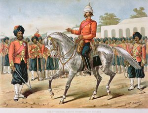 Det 7. bengalske infanteri på parade, den anglo-indiske hær i 1880