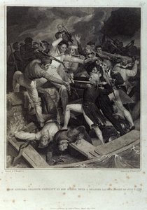 Kontreadmiral Nelsons konflikt i sin pram med en spansk opsendelse, nat den 3. juli 1797, indgraveret af A. Smith, udgivet af Cadell & Davies, maj 1809 (gravering)