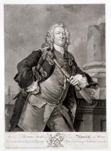 Portræt af admiral Thomas Smith (d.1762) Viceadmiral af den hvide, indgraveret af John Faber (1684-1756) 1746 (gravering) af Richard (after) Wilson