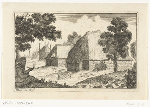 To stuehuse med en piberygende mand Farmhouses (serietitel) af Richard Adam