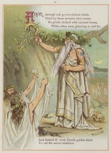 Side fra Upstream af Richard Andre, Druids (farve litho)