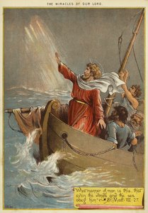 Kristi mirakler: Jesus dulmer stormen (chromolitho)