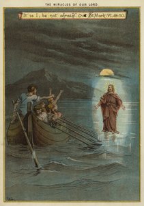 Kristi mirakler: Jesus går på vand (Chromolitho) af Richard Andre