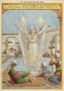 Kristi mirakler: syge mennesker, der venter på vandets bevægelse af en engel (chromolitho) af Richard Andre