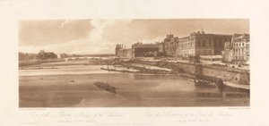 Udsigt over Louvre og Thuilleries bro, taget fra Pont Neuf. 1802; Plade 2 fra Views in Paris, Emanuel Volume Tracing af pladen, B1981.25.2613