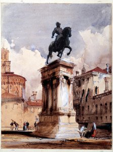 Rytterstatue af Colleoni de Verrocchio i Venedig, pladsen i kirken San Giovanni og Paolo. Akvarel af Richard Parkes Bonington (1801-1828) Paris fra det 19. århundrede, Louvre-museet