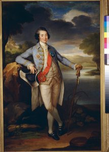 Portræt af prins Alexandre Borissovitch Kourakine (1752-1818), homme politique russe (Portræt af prins Alexander Kurakin) - Olie på lærred af Richard Brompton (1734-1783), c1780 - Dimension : 113x76 cm - Tretyakov-statsgalleriet, Moskva