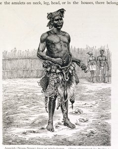 Azandeh (Nyam-Nyam) Binsa eller Witch Doctor, indgraveret af Jahrmargt, fra 