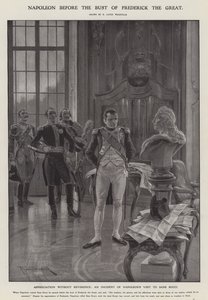 Napoleon før busten af Frederik den Store (litho)