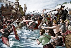 Julius Cæsars landgang i Storbritannien, 55 f.Kr., c1920