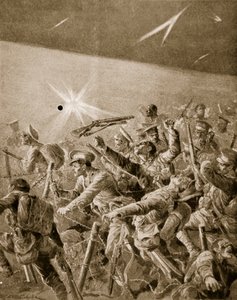 Britisk infanteri tvinger sig vej gennem tyske trådforviklinger, 1914-19 af Richard Caton Woodville