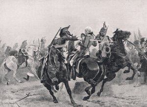 Angrebet på Sir Ralph Abercrombie af de franske dragoner, illustration fra 