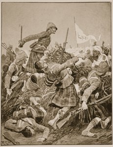 Seaforth Highlanders stormer zareba i slaget ved Atbara, illustration fra 