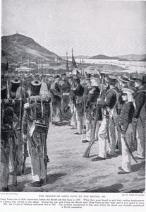 Overdragelsen af Hong Kong til briterne, 1841, illustration fra 