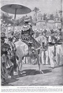 Overgivelsen af Rangoon til briterne, 1824, illustration fra 