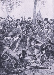 Slaget ved Ramilles, 23. maj 1706: Angrebet af det irske regiment, illustration fra British Battles on Land and Sea, 1915 af Richard Caton Woodville junior
