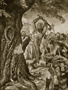 Malachy fælder Munster kroningstræet i 982, illustration fra 