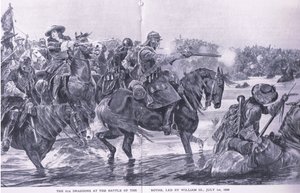 Slaget ved Boyne 1. juli 1690, illustration fra British Battles on Land and Sea, 1915 af Richard Caton Woodville junior