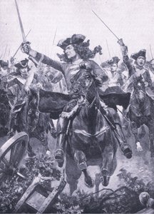 Hertugen af Marlborough ved slaget ved Oudenarde, 11. juli 1708, illustration fra britiske slag på land og hav, 1915 af Richard Caton Woodville junior