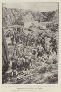 The Indian Frontier Rising, Gordon Highlanders og Gurkhas stormer Dargai Ridge af Richard Caton Woodville junior
