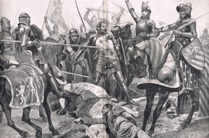 The Last Stand af John II France ved slaget ved Poitiers, illustration fra 
