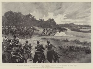 De militære manøvrer i Sussex, 3. husarer, der fanger et batteri af hesteartilleri på Burton Down